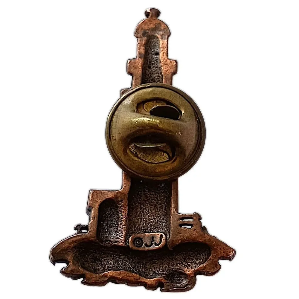 JJ Jonette Lighthouse Pin Brooch Copper Color Metal Vintage 90s Coastal Nautical